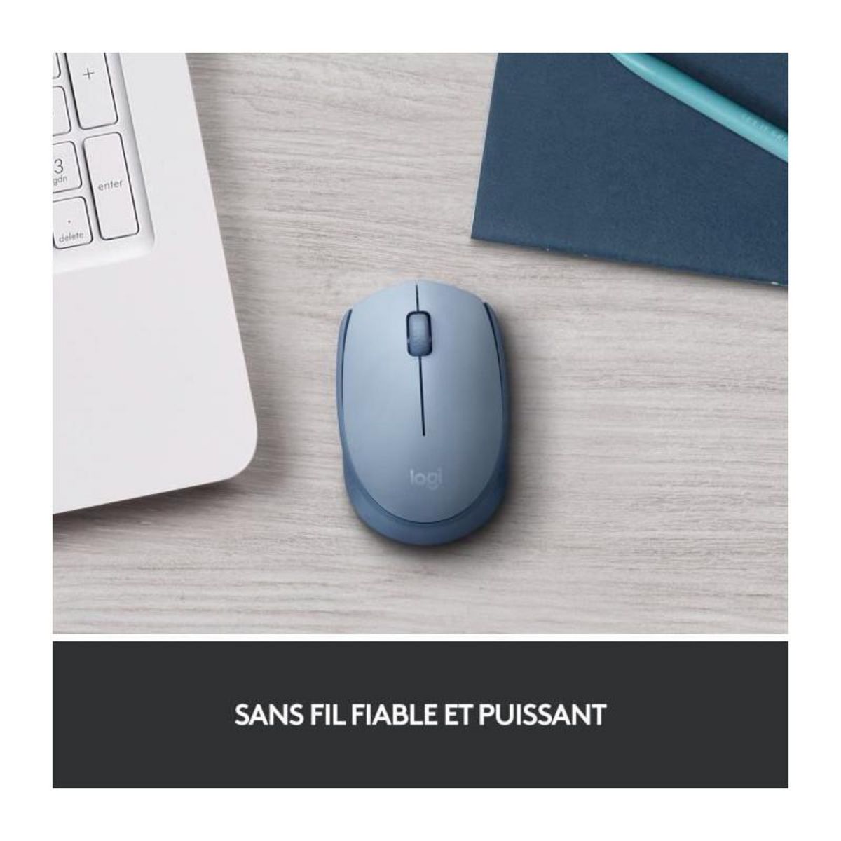 Logitech Logitech M171 Souris Sans Fil 2,4 GHz avec Mini-récepteur USB, Suivi Optique, Ambidextre - Bleu Gris