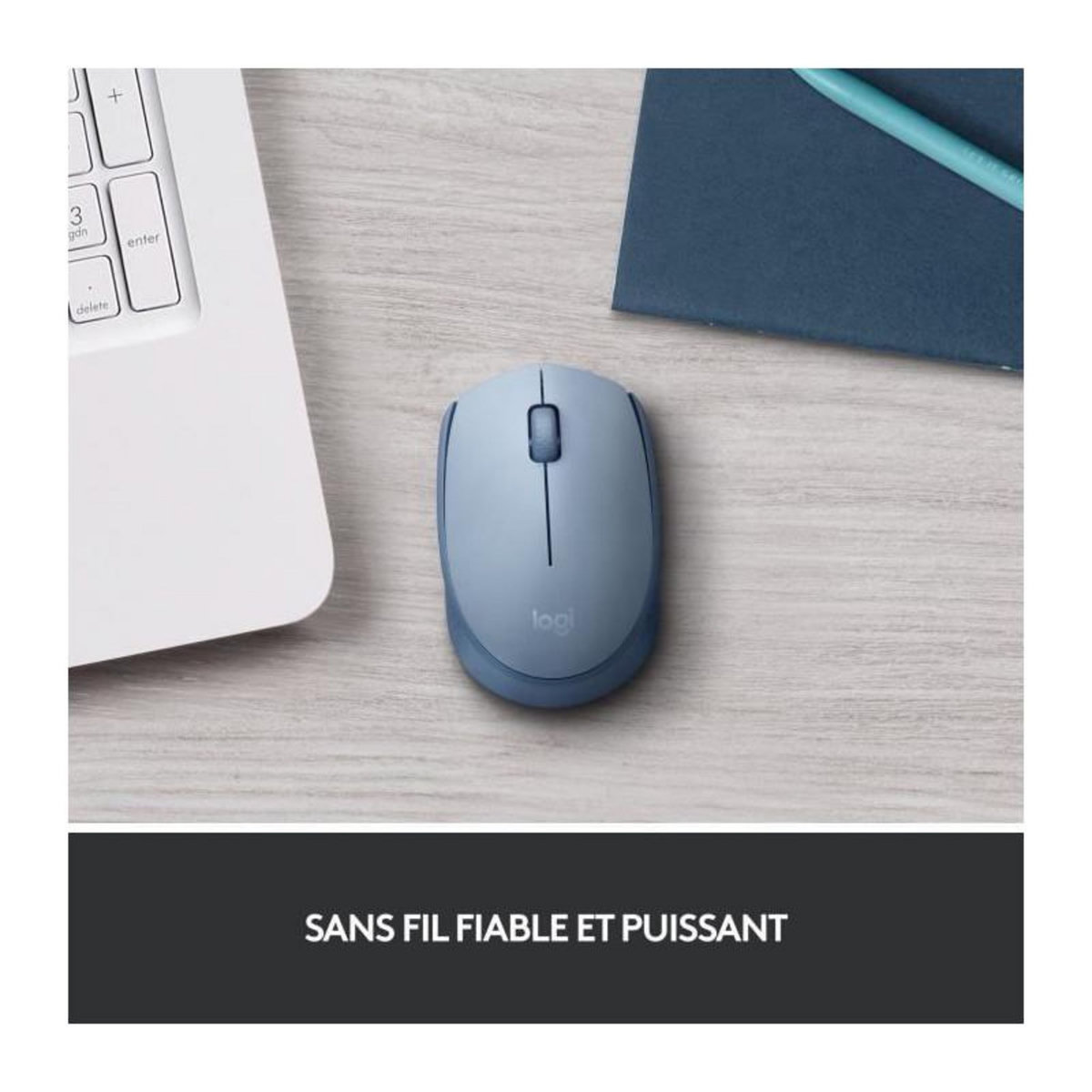 Logitech Logitech M171 Souris Sans Fil 2,4 GHz avec Mini-récepteur USB, Suivi Optique, Ambidextre - Bleu Gris