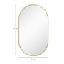 Voir la diapositive 3 : HOMCOM Miroir mural ovale dim. 40L x 70H cm, cadre alu. doré