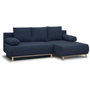 Voir la diapositive 3 : MARKET24 Canapé d'angle droit convertible MIKA 3 places - Tissu bleu foncé - Coffre de rangement - L218 x P98/145 x H84 cm