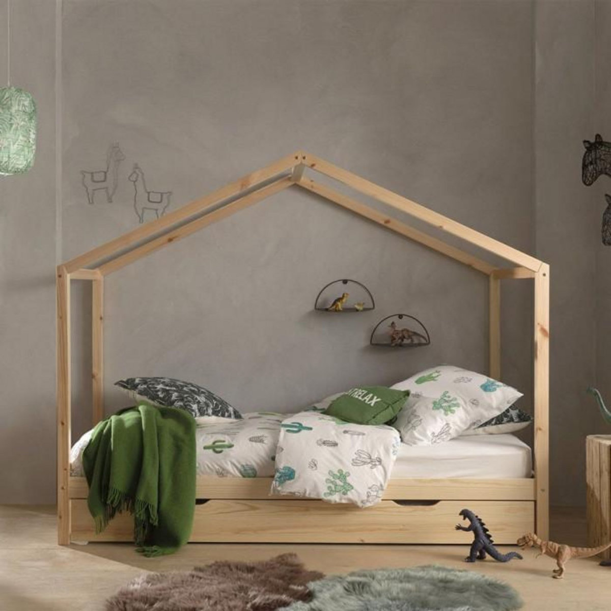 Paris Prix Lit Enfant Cabane & Tiroir  Dallas II  90x200cm Naturel