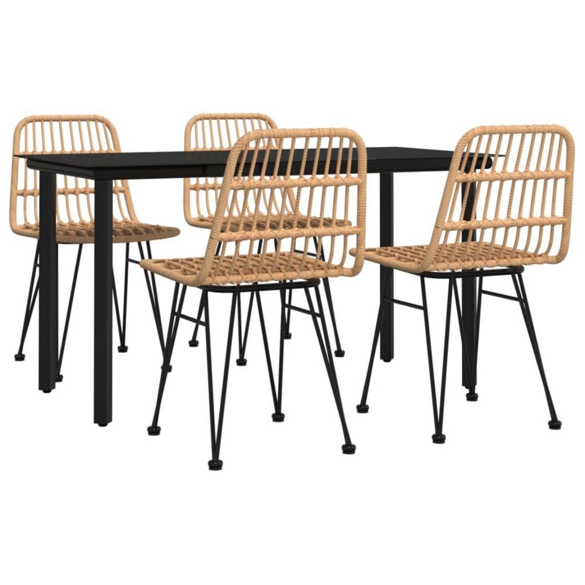 VIDAXL Ensemble a manger de jardin 5pcs Resine tressee