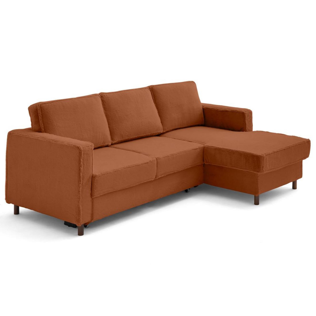 LISA DESIGN Jake - canapé d'angle droit 4 places convertible avec coffre en fausse fourrure