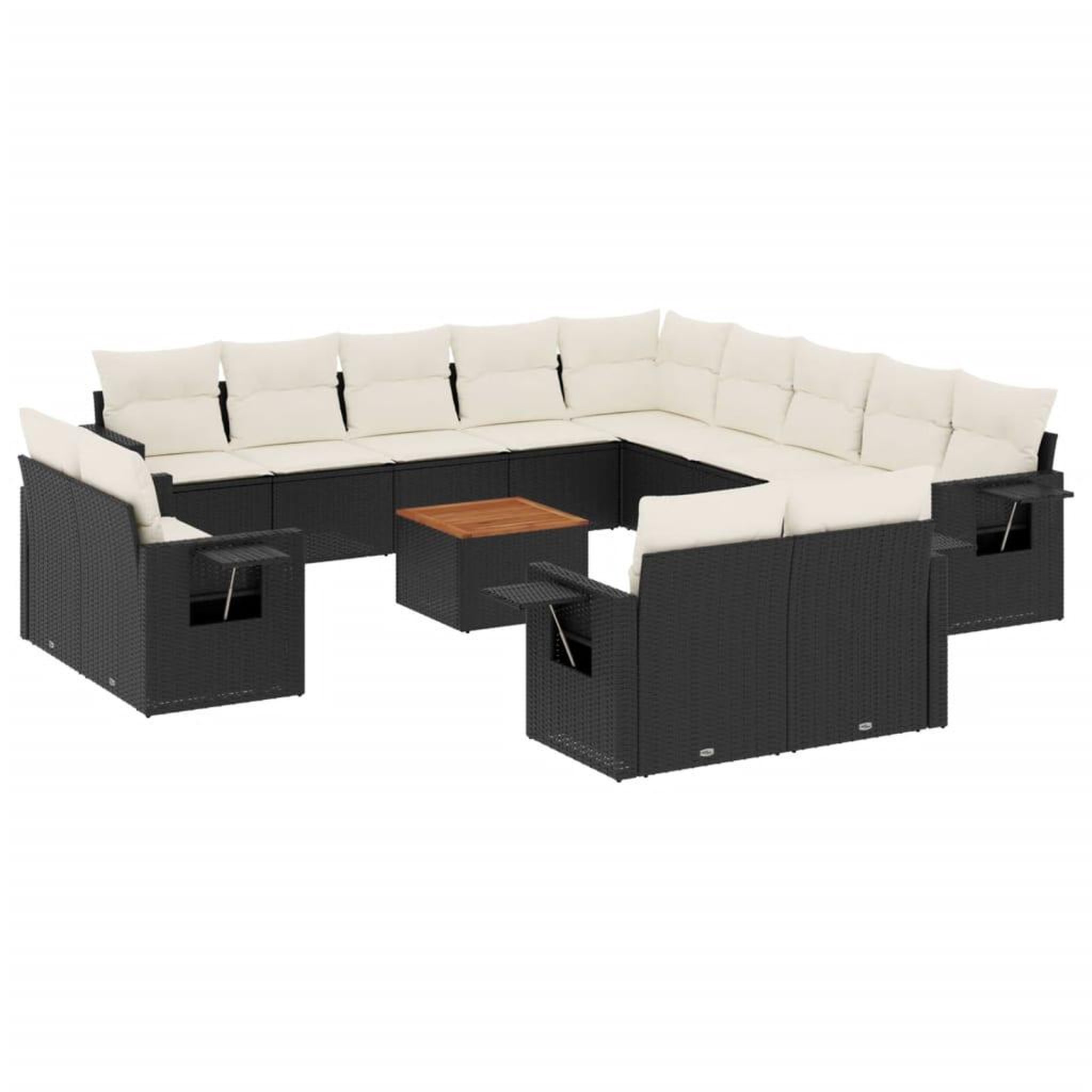 Voir la diapositive 2 : VIDAXL Salon de jardin avec coussins 14 pcs noir resine tressee
