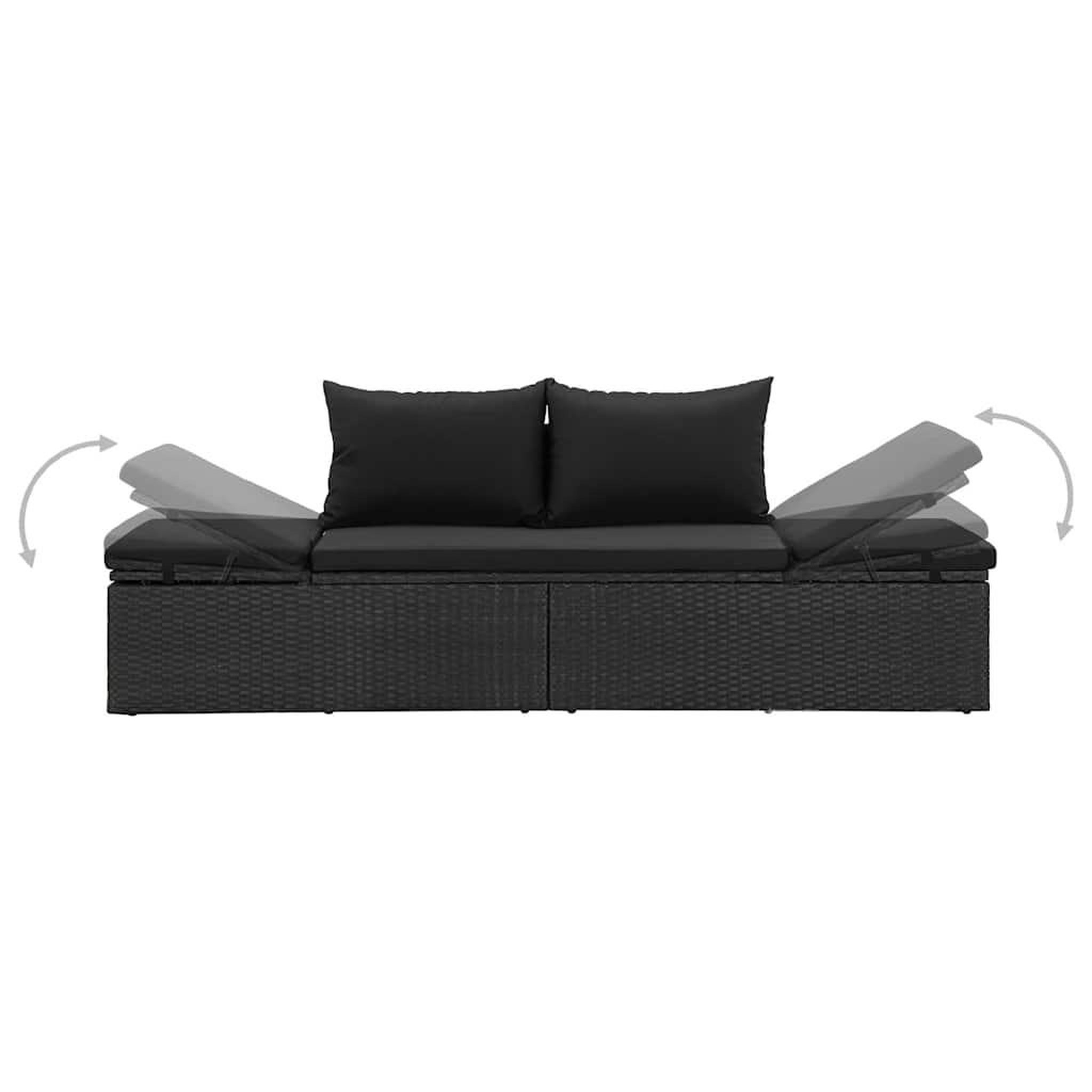 Voir la diapositive 5 : VIDAXL Chaise longue avec coussins resine tressee noir