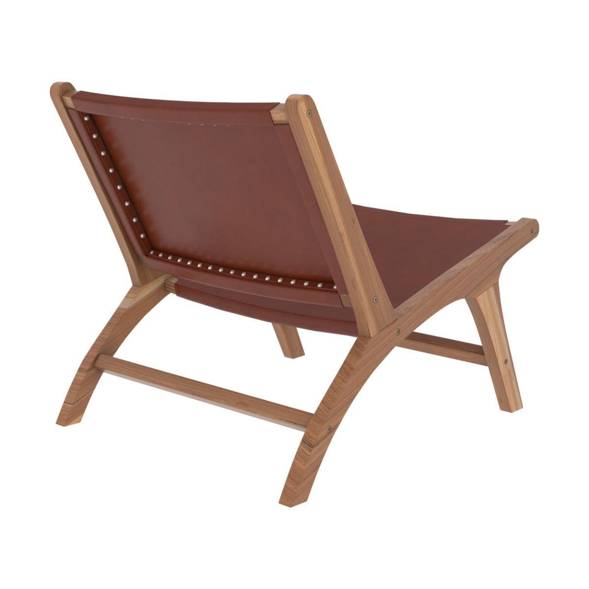 Voir la diapositive 5 : MAISON PAVANE Fauteuil  en teck et cuir lisse marron-kuna