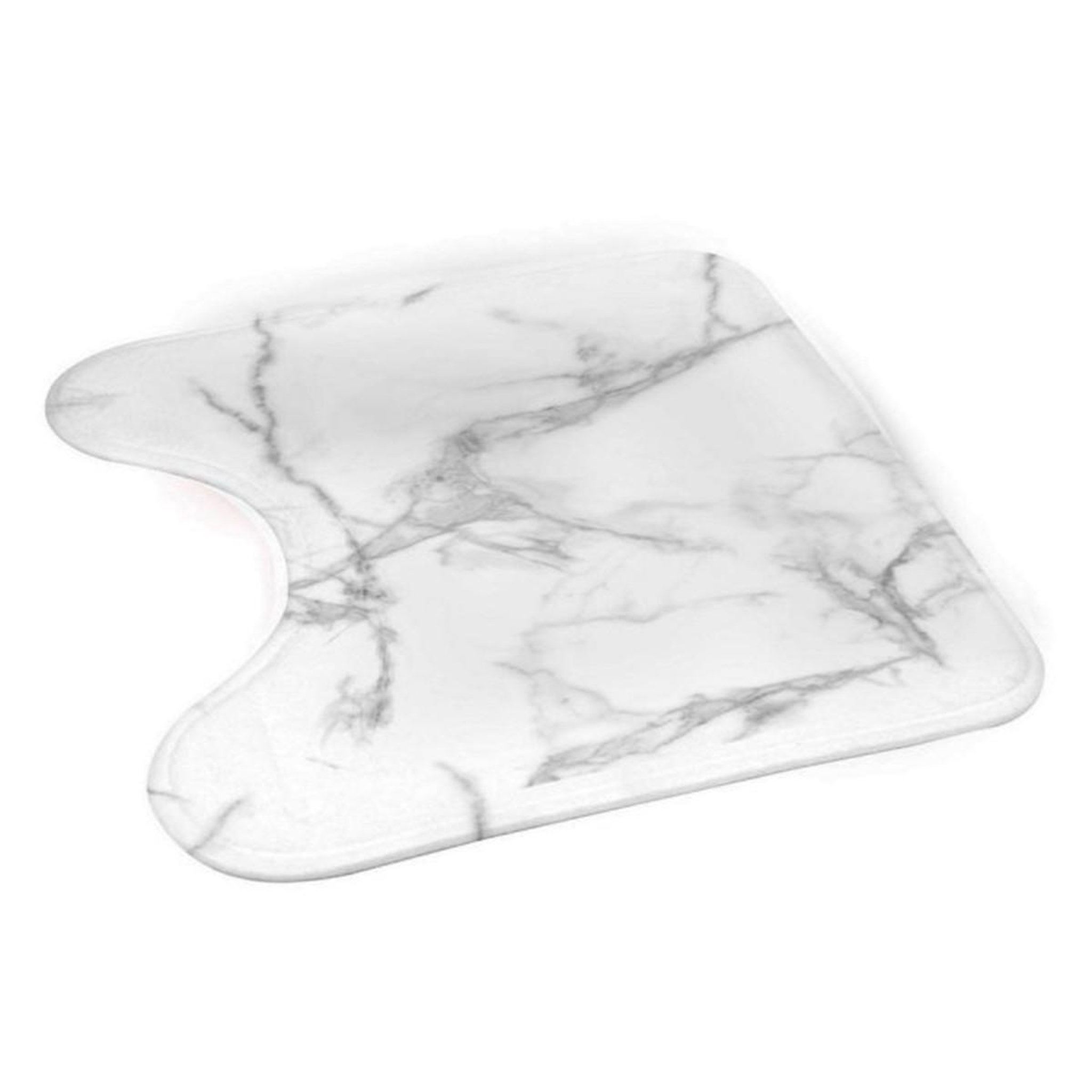 Douceur d'Intérieur Tapis contour wc  effet marbre  45x45cm blanc
