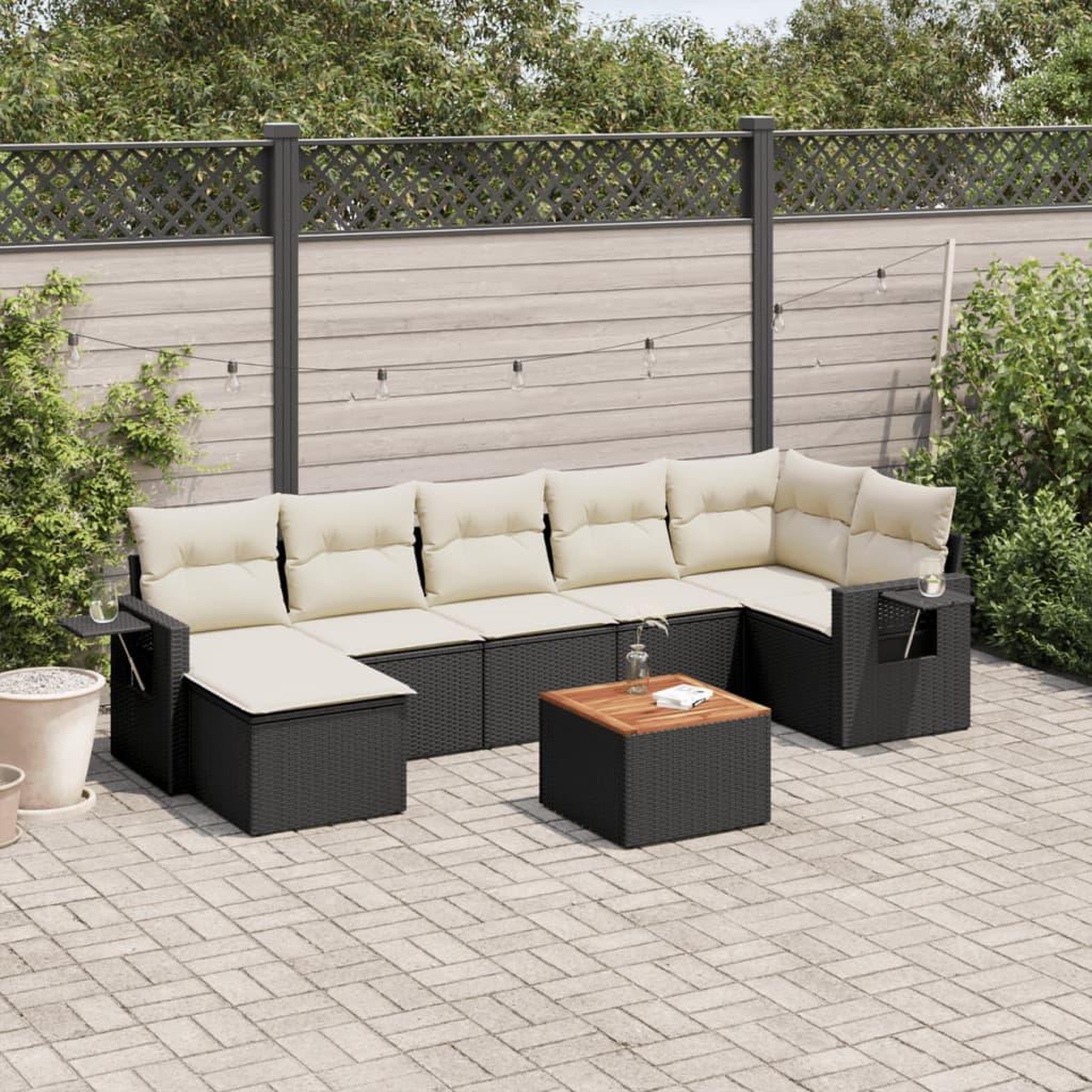 VIDAXL Salon de jardin 8 pcs avec coussins noir resine tressee