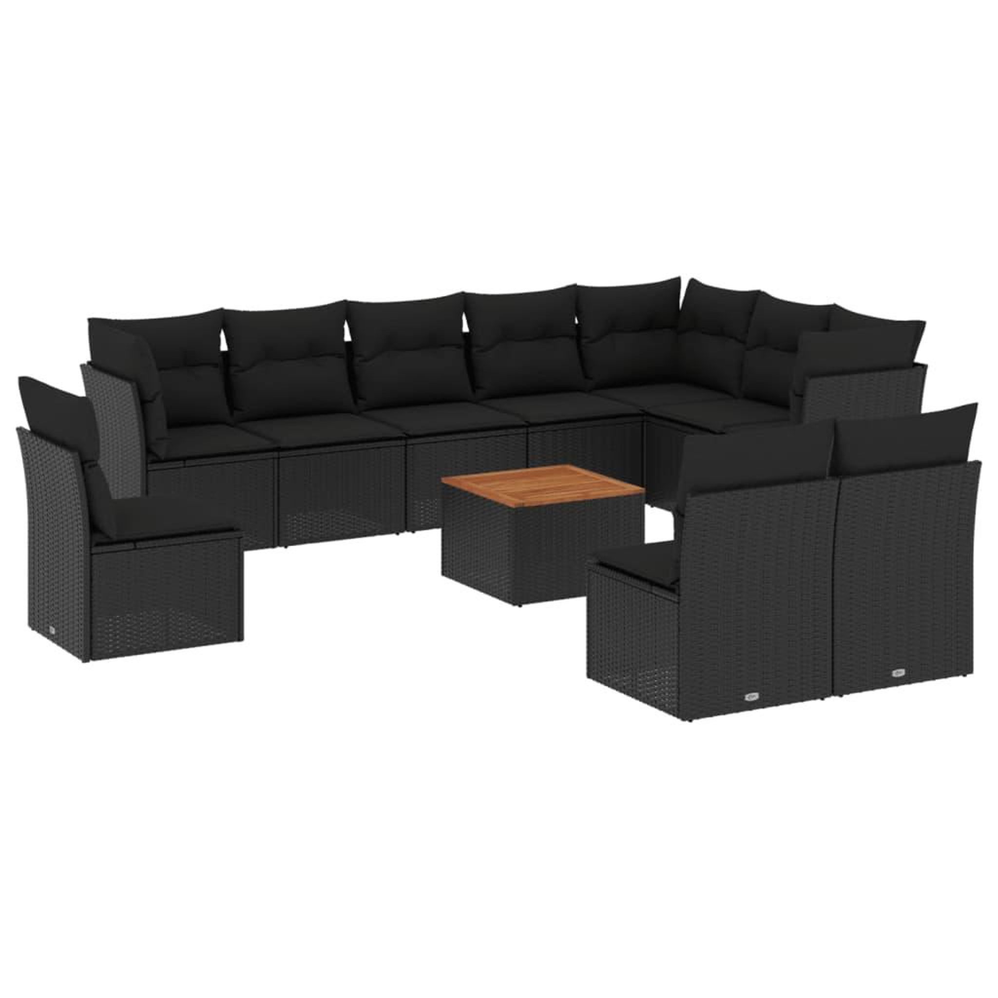 Voir la diapositive 2 : VIDAXL Salon de jardin 11 pcs avec coussins noir resine tressee