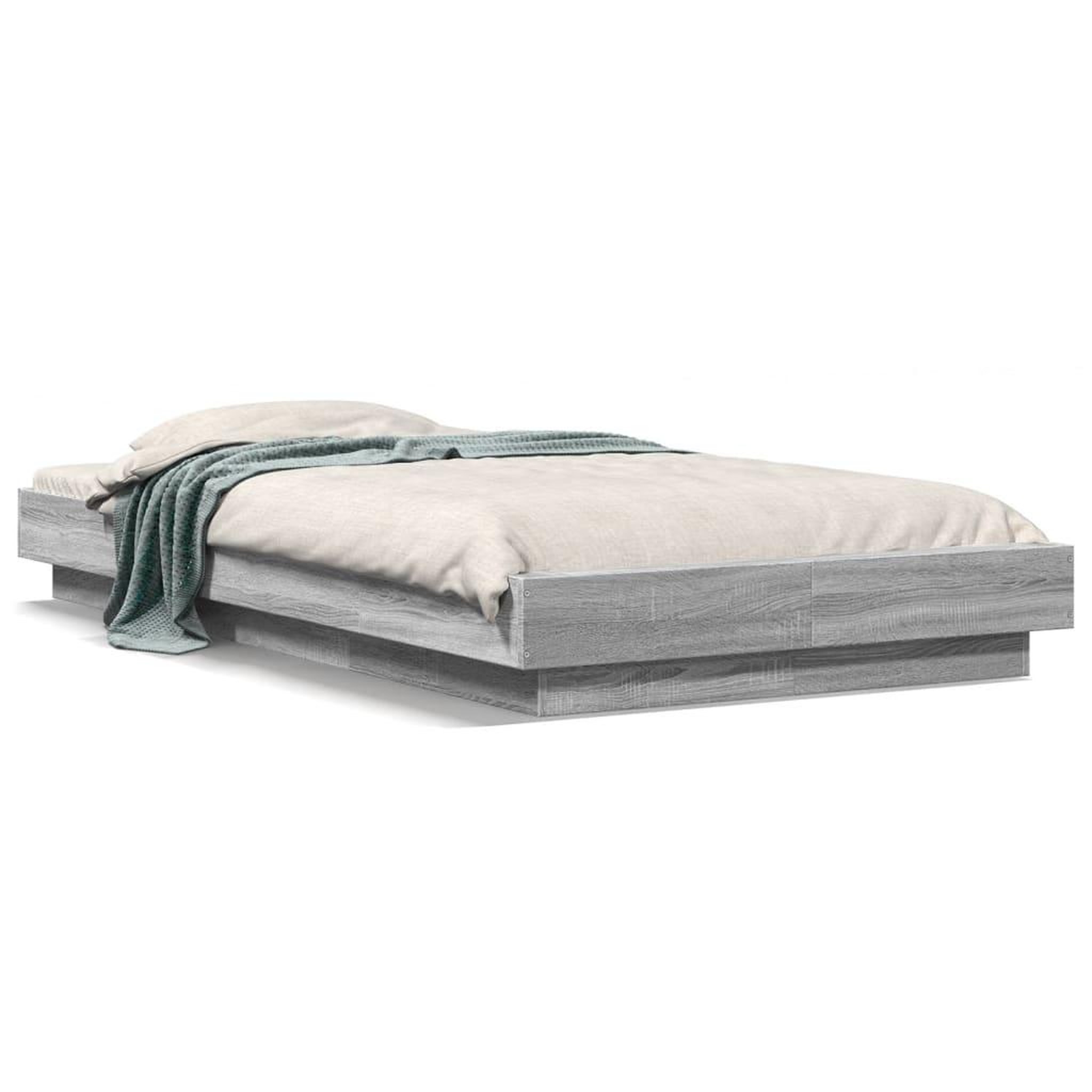 Voir la diapositive 2 : VIDAXL Cadre de lit et lumieres LED sans matelas sonoma gris 90x190 cm