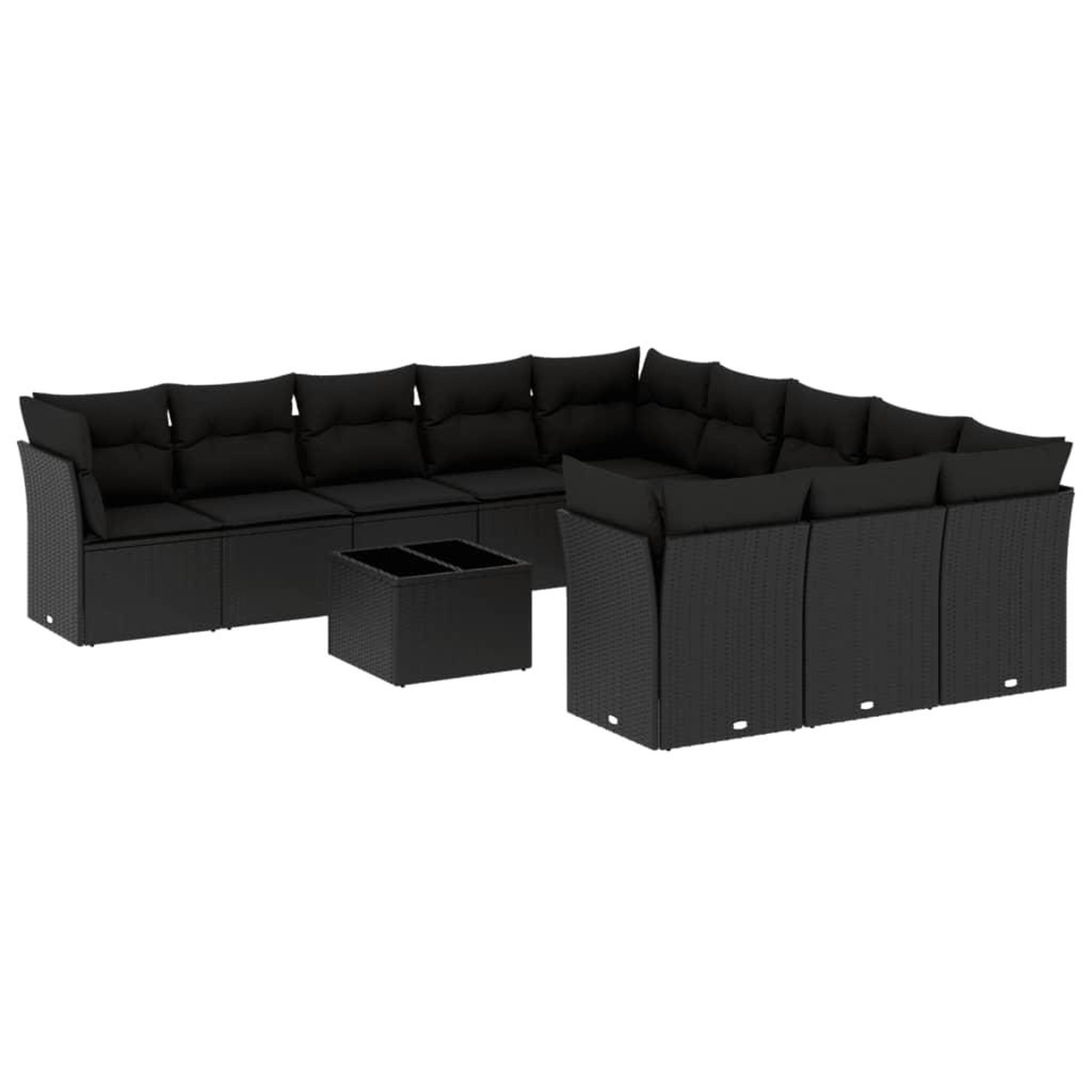 Voir la diapositive 2 : VIDAXL Salon de jardin 12 pcs avec coussins noir resine tressee