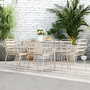 Voir la diapositive 5 : OUTSUNNY Salon de jardin 6 places 7 pièces - table à manger 6 chaises empilables - acier thermolaqué beige