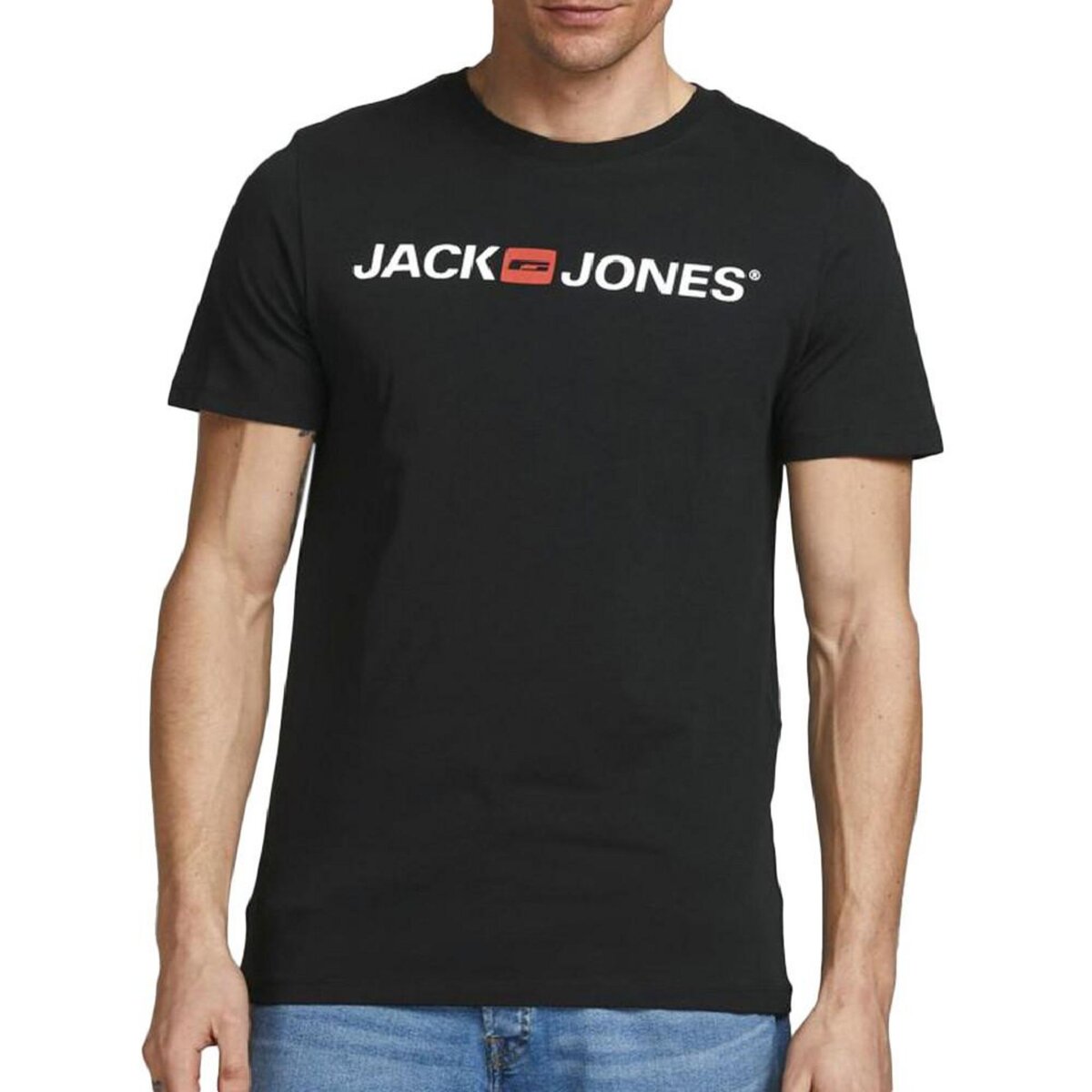 T-shirt Noir Homme Jack & Jones Corp Logo pas cher 