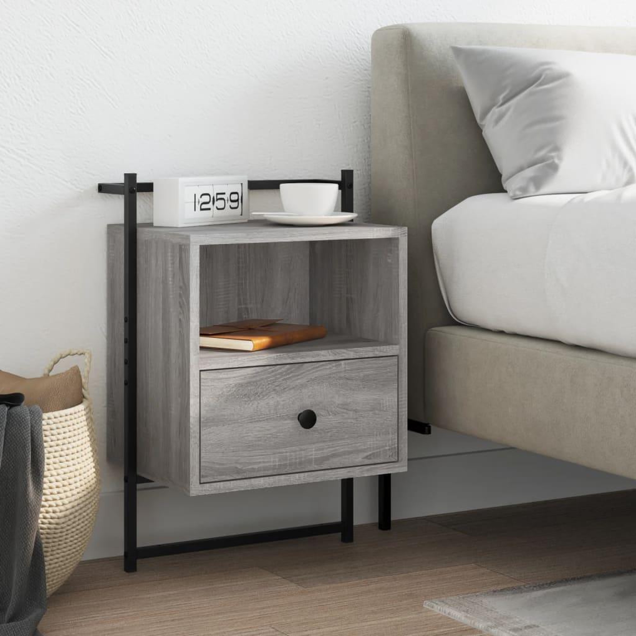 VIDAXL Table de chevet murale sonoma gris 40x30x61cm bois d'ingenierie