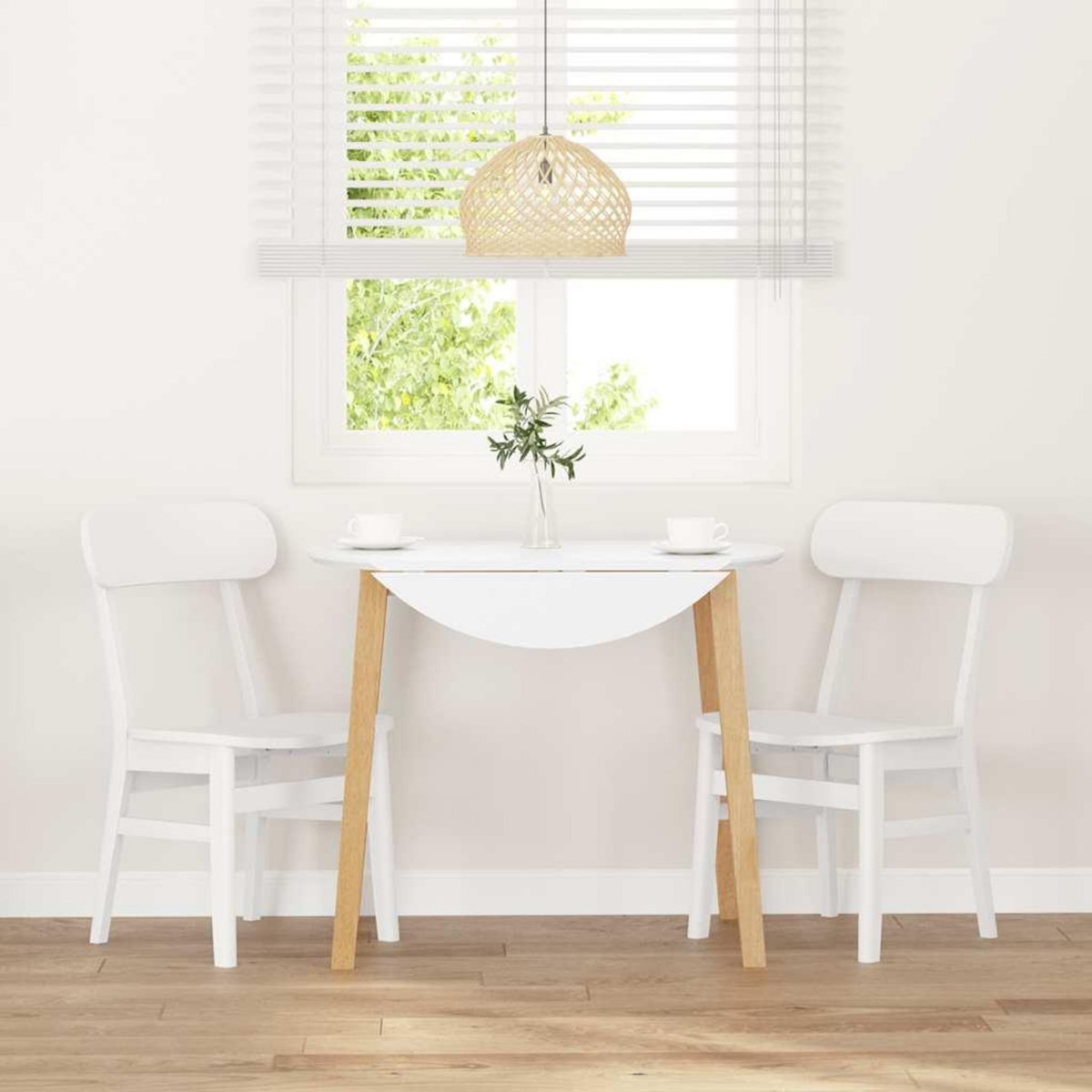 VIDAXL Chaises a manger 2 pcs blanc bois massif caoutchouc