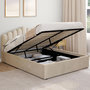 Voir la diapositive 2 : ID MARKET Lit coffre double NOELIE avec tête de lit et sommier 140 x 190 cm velours beige