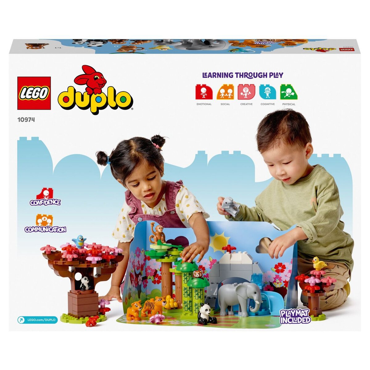 LEGO DUPLO 10974 Animaux Sauvages d&rsquo;Asie, Jouet et Figurines de Pandas, Oiseaux et Tigres