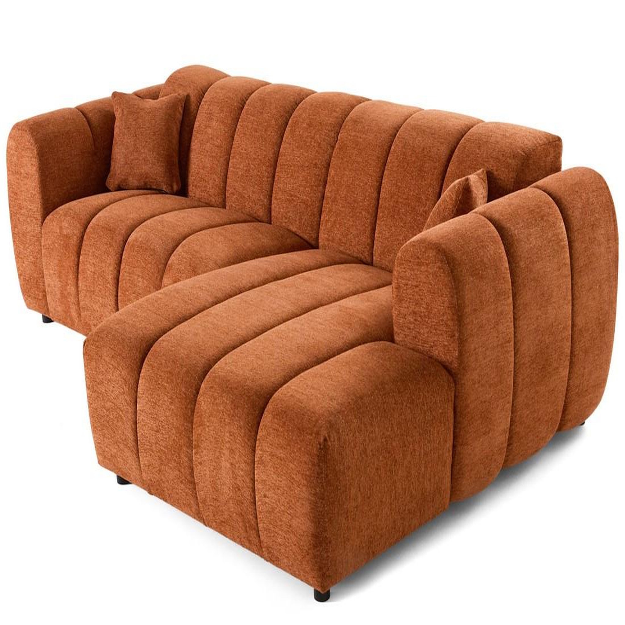 Voir la diapositive 2 : LISA DESIGN Curtis - canapé d'angle droit 4 places en tissu texturé