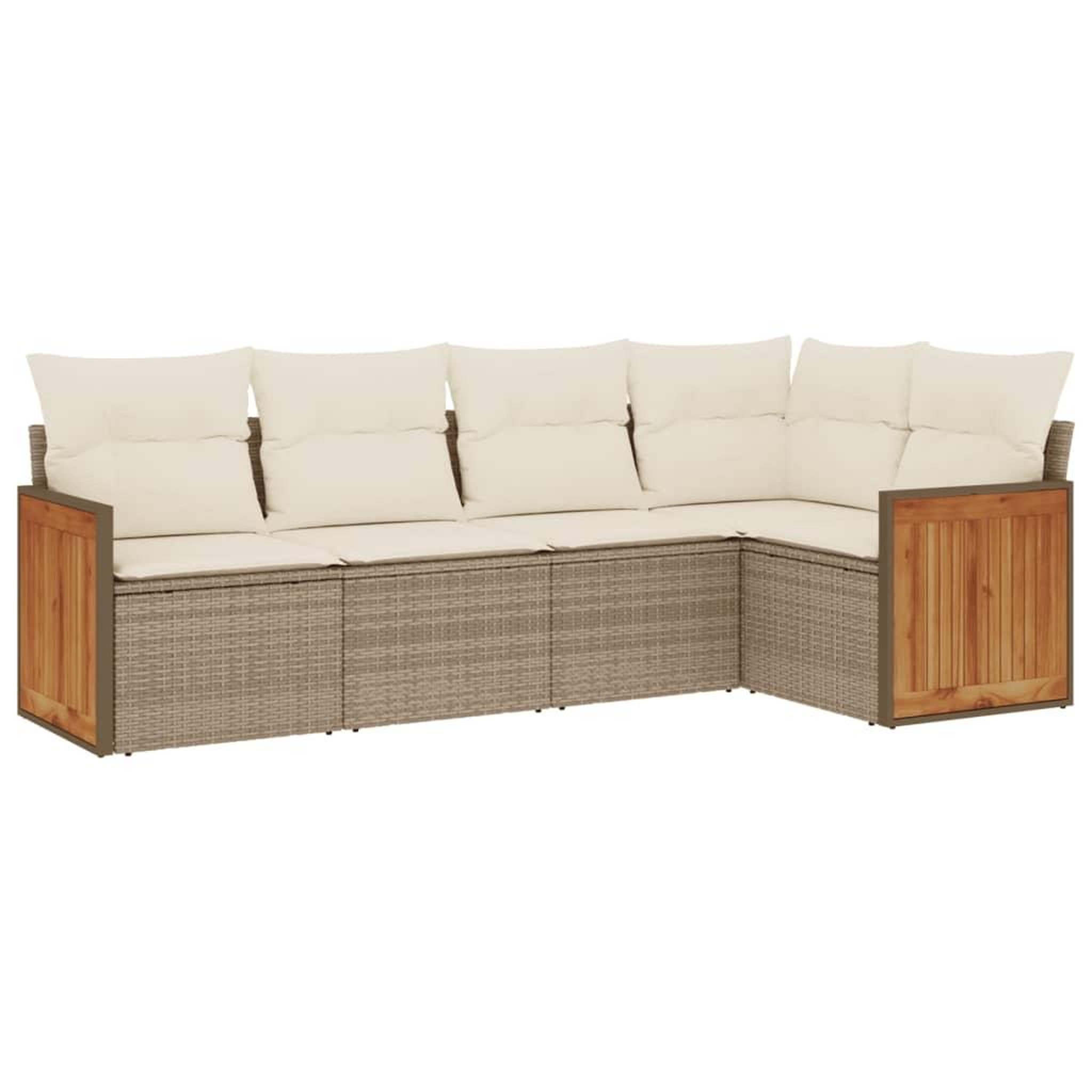 Voir la diapositive 2 : VIDAXL Salon de jardin avec coussins 5 pcs beige resine tressee