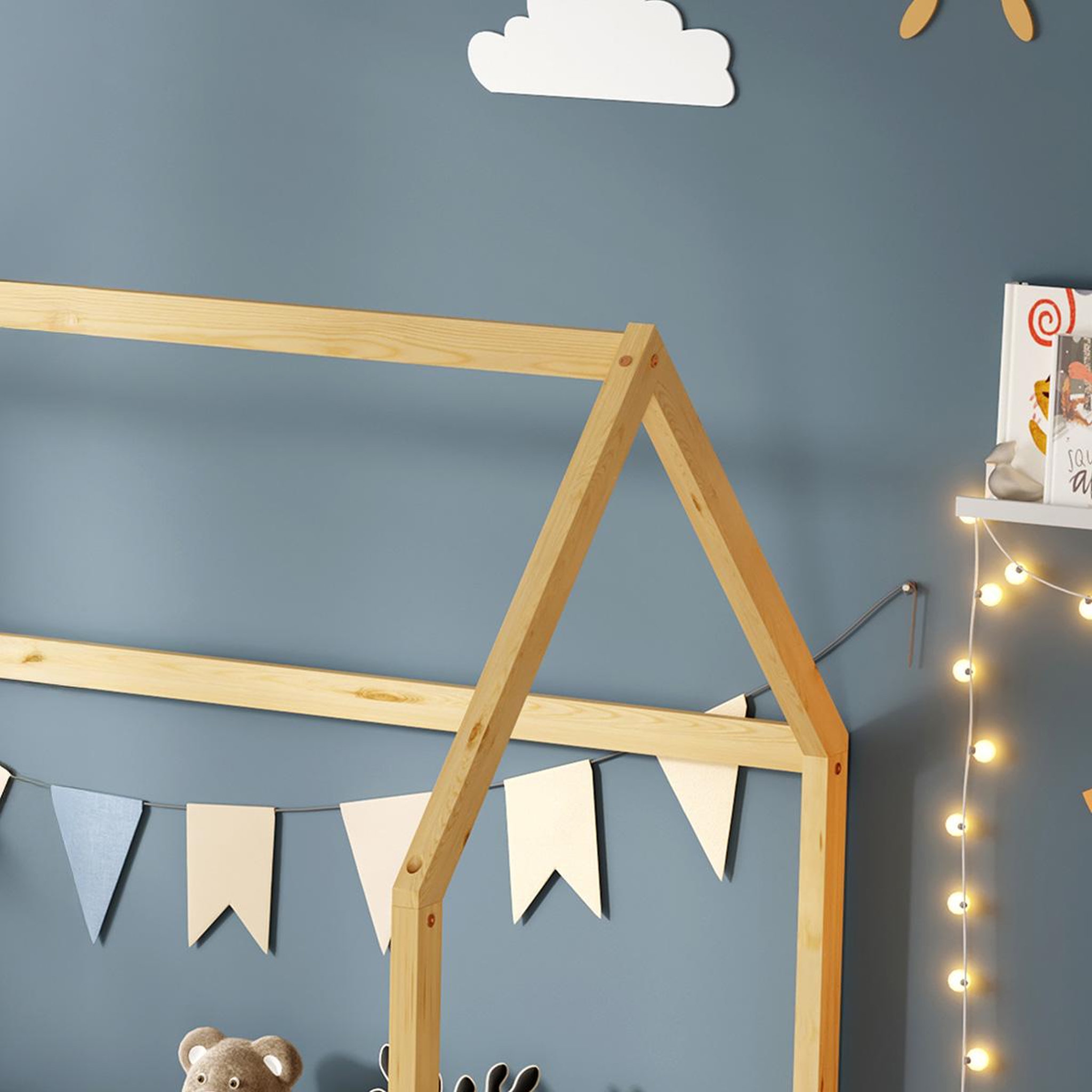 Voir la diapositive 4 : MINEA Minea | lit cabane avec barrière nid enchante 90x190 cm (matelas non inclus)