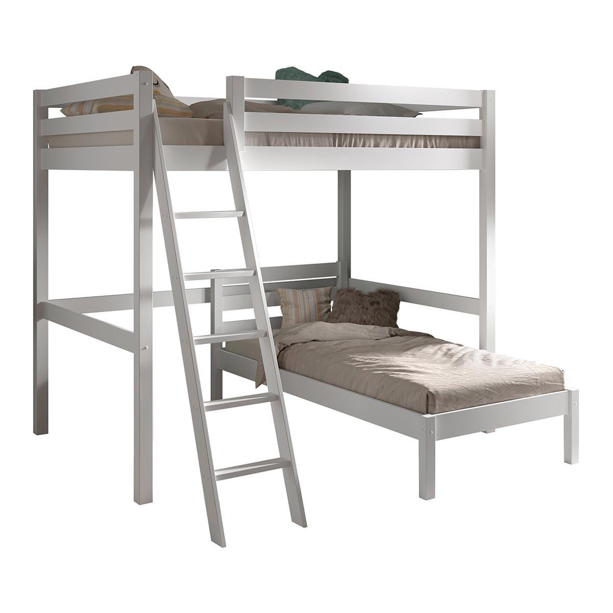 Paris Prix Pack - lit mezzanine, lit simple & sommier  pino  140x200cm blanc