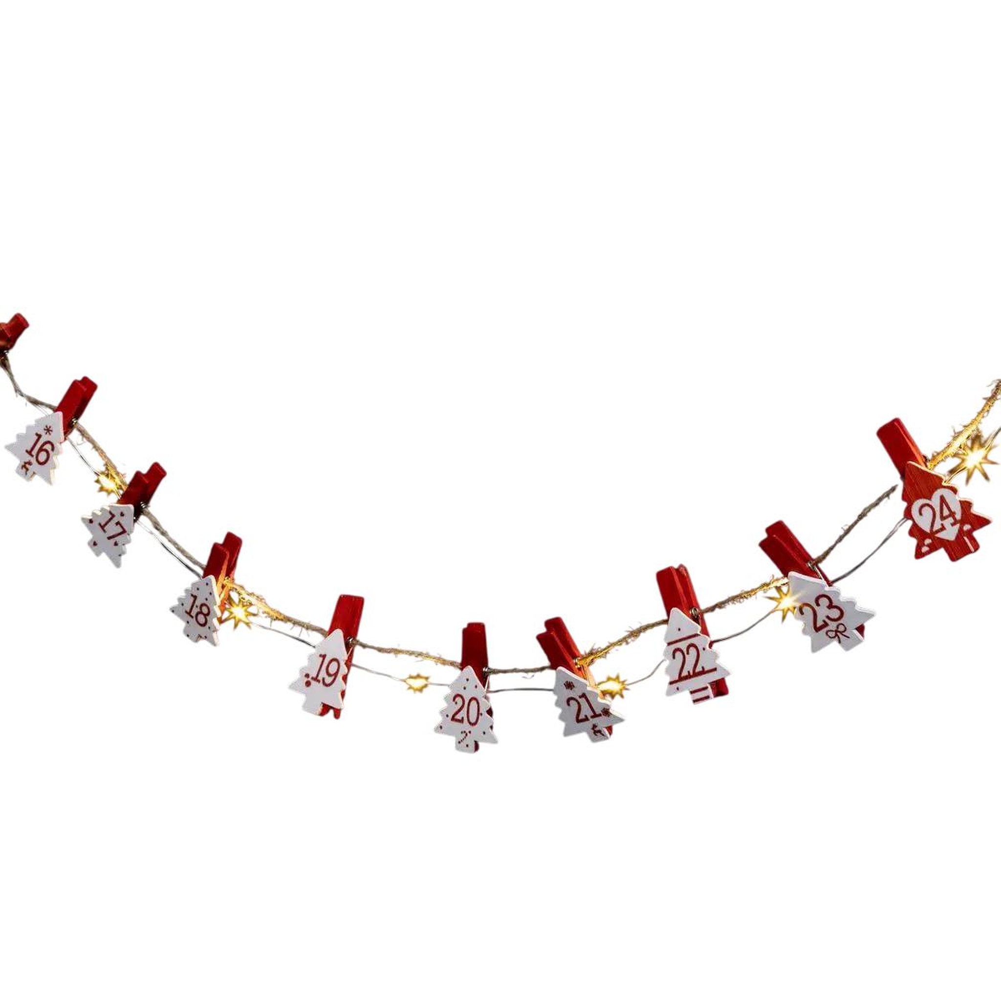 FEERIC LIGHT & CHRISTMAS Guirlande Lumineuse  Calendrier de l'Avent  220cm Rouge