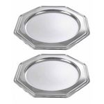 Paris Prix Lot de 2 Plateaux Déco  Octogonaux  30cm Argent