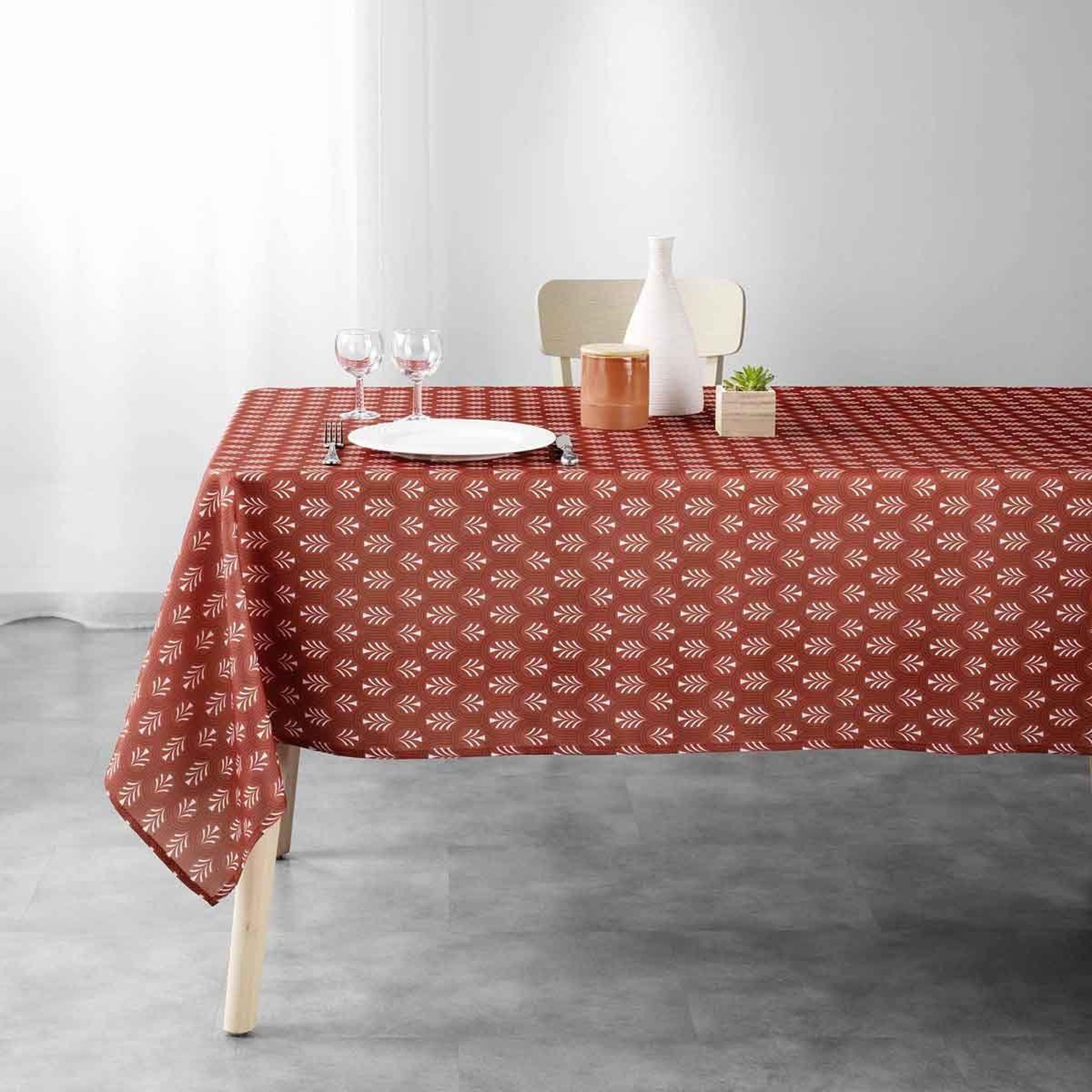 Voir la diapositive 3 : Douceur d'Intérieur Nappe Imprimée  Manuella  145x240cm Terracotta