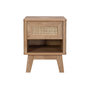 Voir la diapositive 6 : SWEEEK Lot de 2 tables de chevet avec 1 tiroir et 1 niche effet bois et cannage. pieds eucalyptus