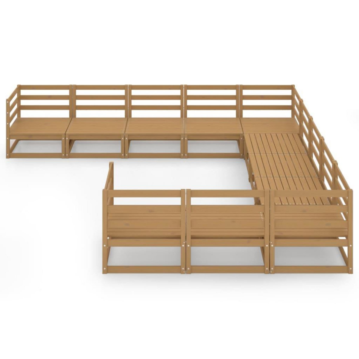 VIDAXL Salon de jardin 11 pcs bois de pin massif