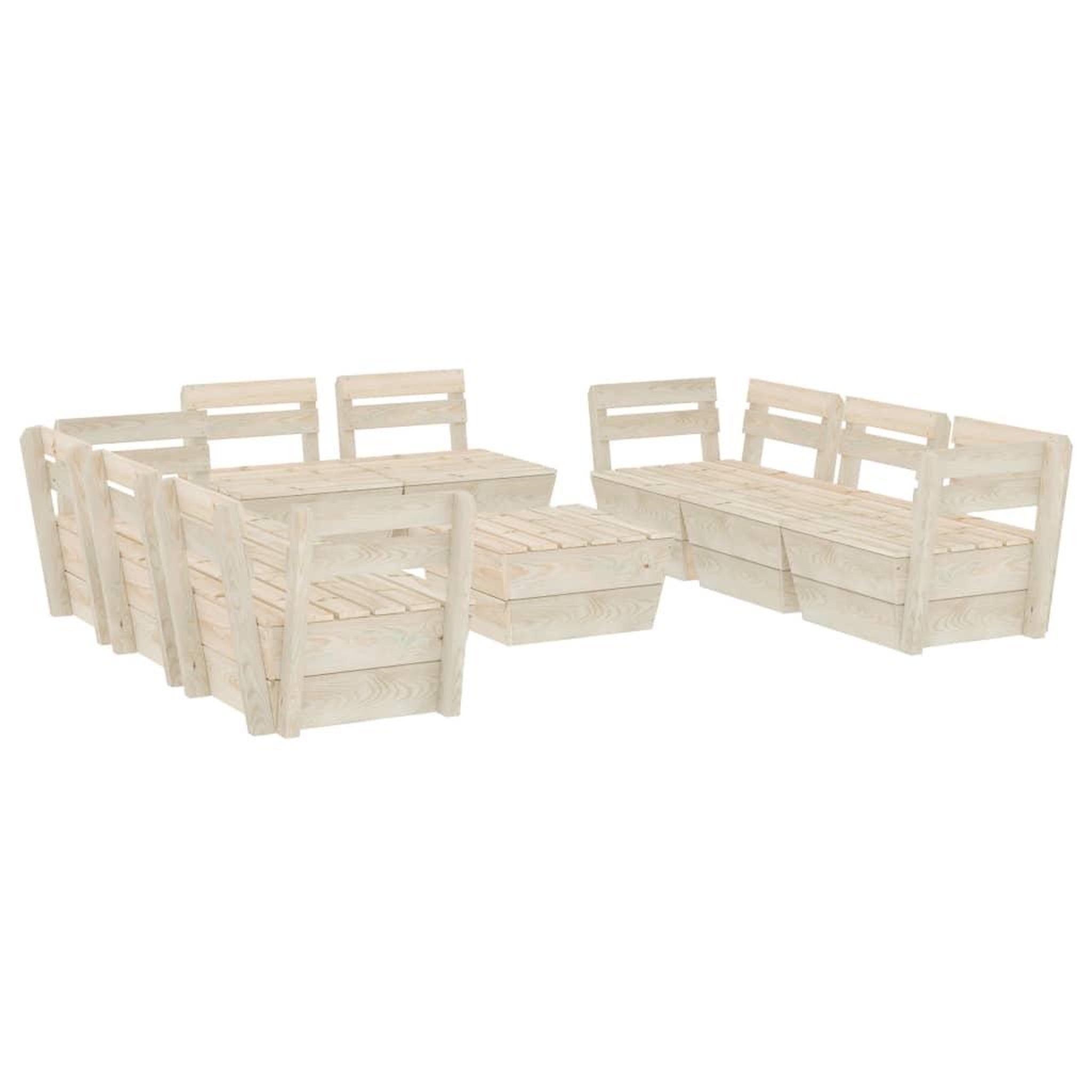 Voir la diapositive 2 : VIDAXL Salon de jardin palette 9 pcs Bois d'epicea impregne