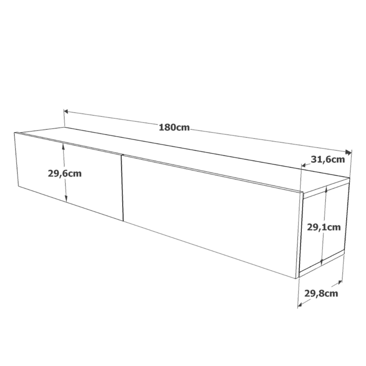 CONCEPT USINE Meuble TV suspendu anthracite et bois 180cm HYL