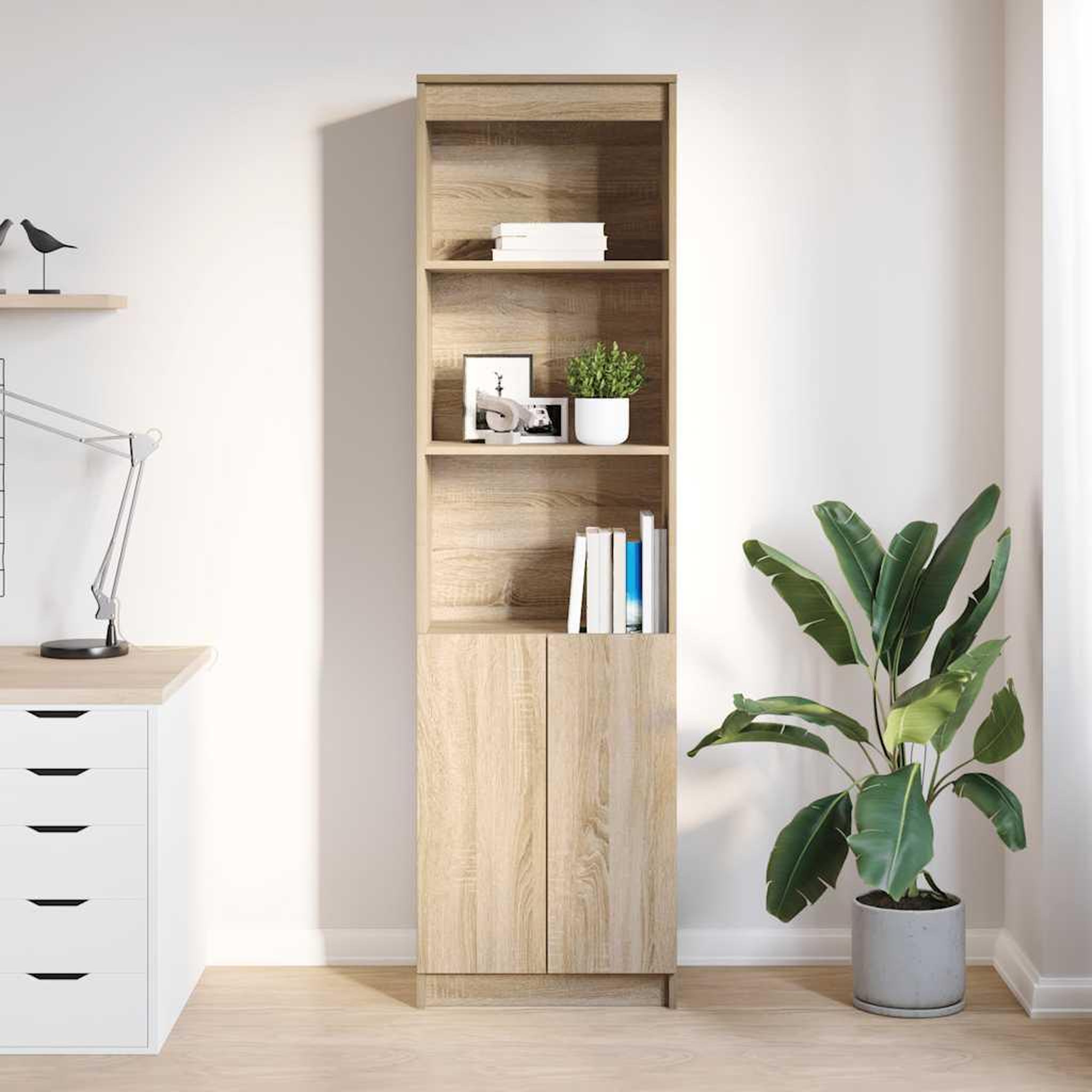 Voir la diapositive 3 : VIDAXL Buffet haut chene sonoma 50x35x180 cm bois d'ingenierie