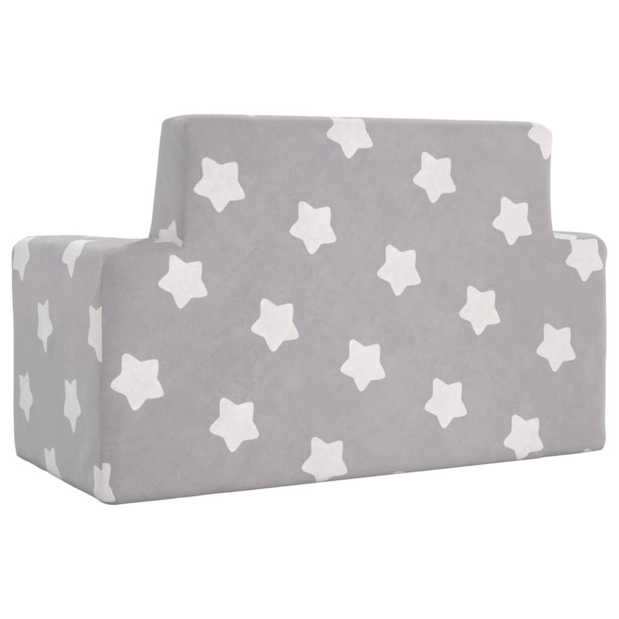 Voir la diapositive 5 : VIDAXL Canape pour enfants a 2 places Gris clair etoiles Peluche douce