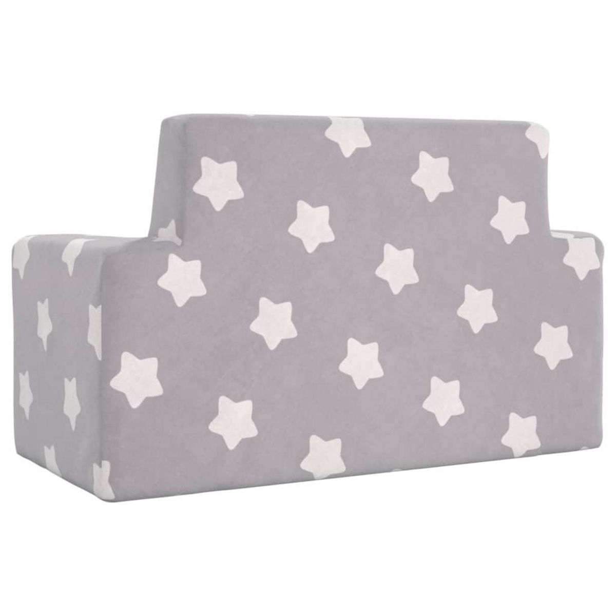 VIDAXL Canape pour enfants a 2 places Gris clair etoiles Peluche douce
