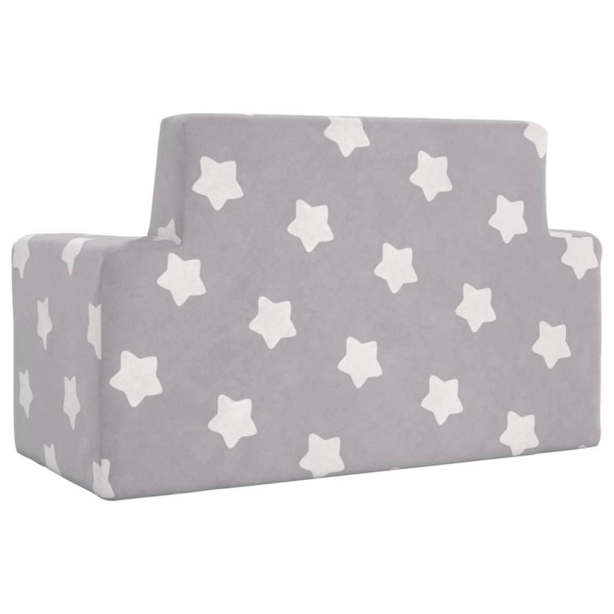 VIDAXL Canape pour enfants a 2 places Gris clair etoiles Peluche douce