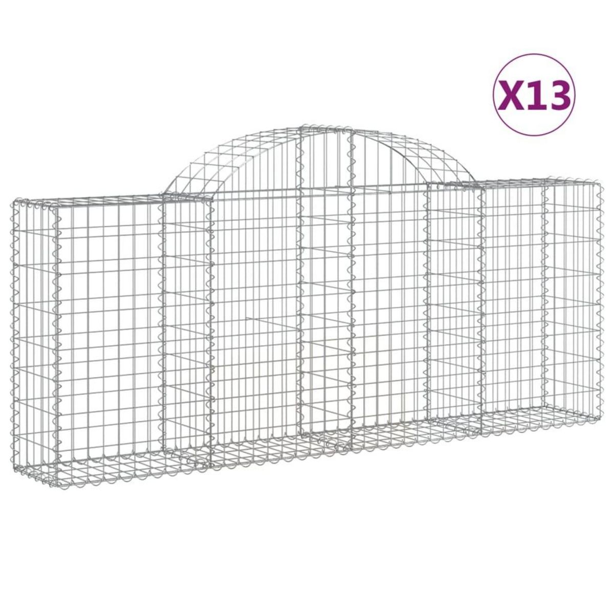 VIDAXL Paniers a gabions arques 13 pcs 200x30x80/100 cm Fer galvanise