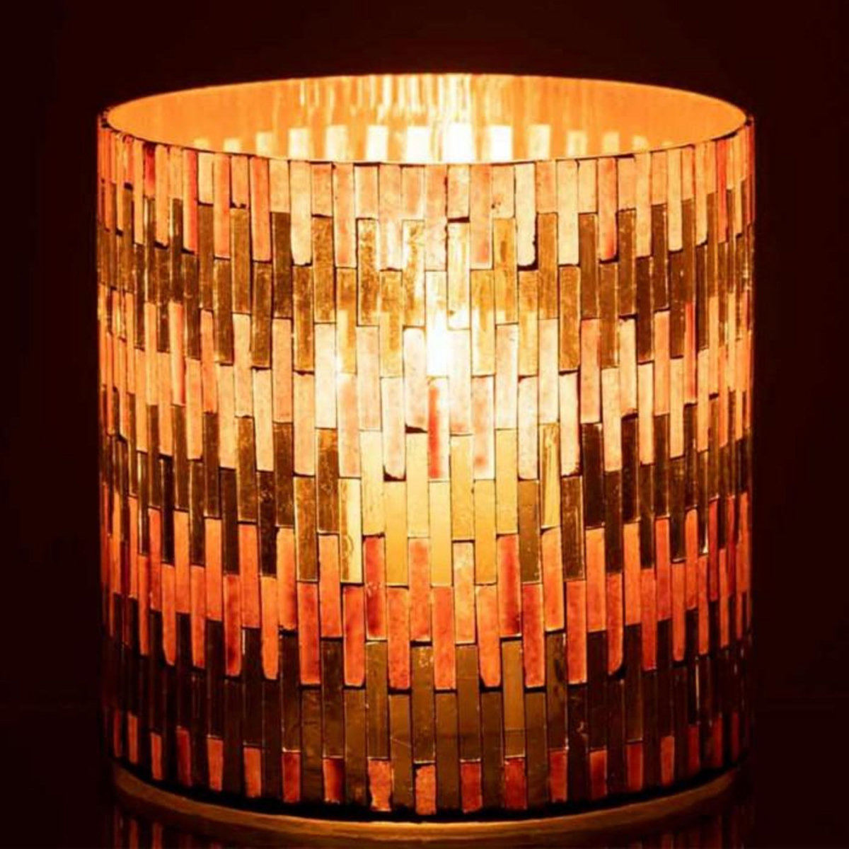 Paris Prix Photophore en Verre Déco  Chic  15cm Marron & Or