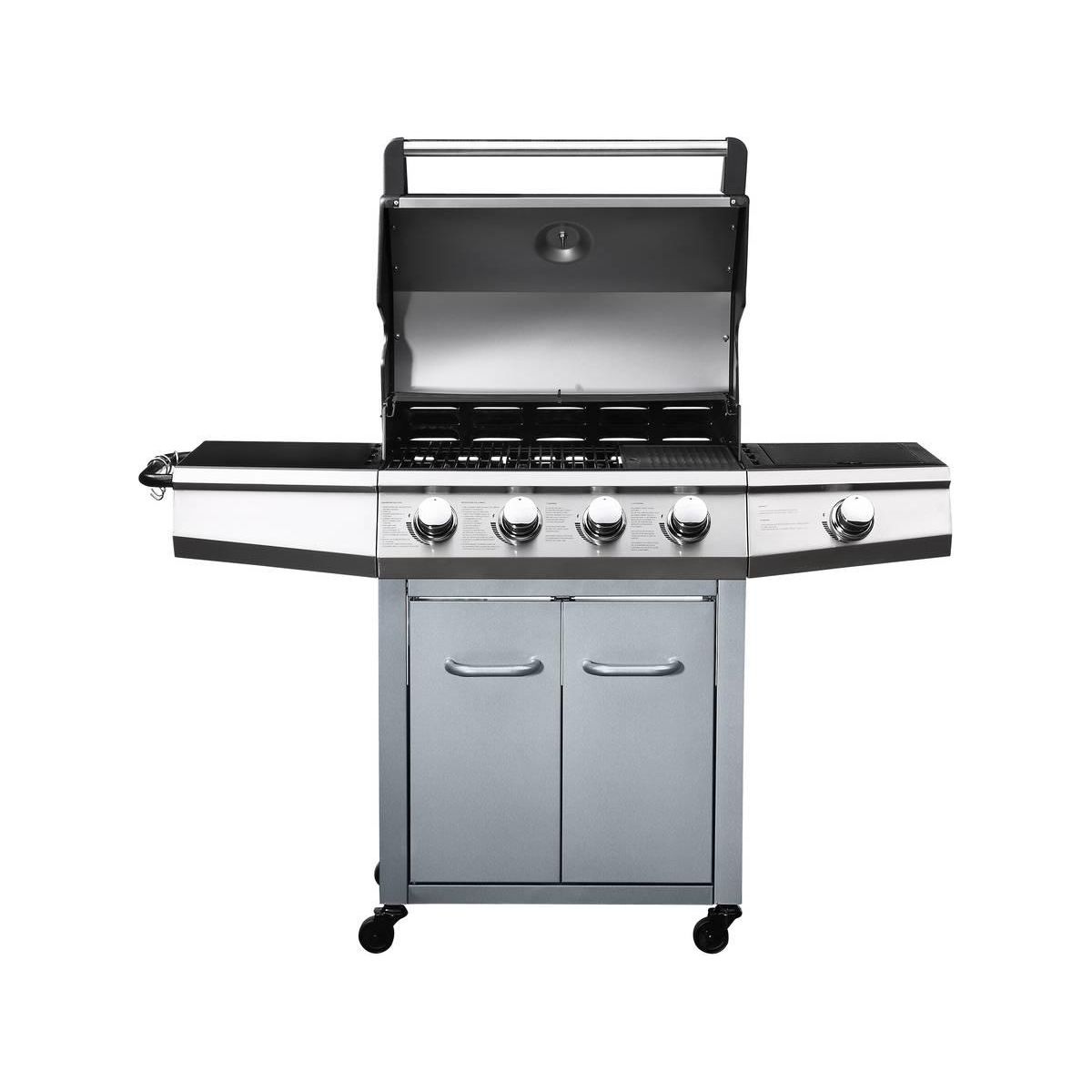 Habitat et Jardin Barbecue gaz avec LED  Bingo 5  - 5 Brûleurs dont 1 latéral - 15.2kW + Housse protection - Argenté