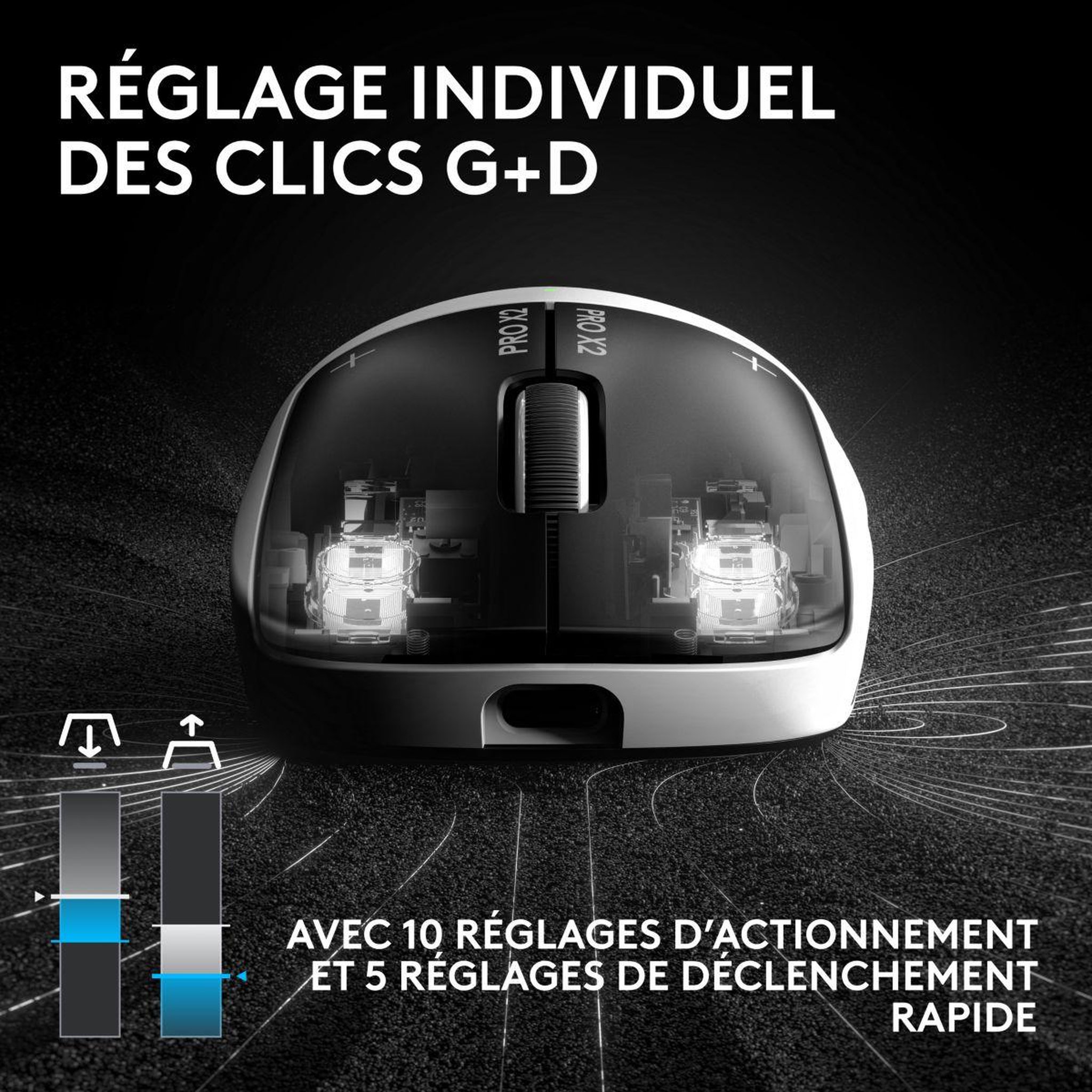 Voir la diapositive 5 : Logitech Souris gamer sans fil pro x2 superstrike lunar eclipse