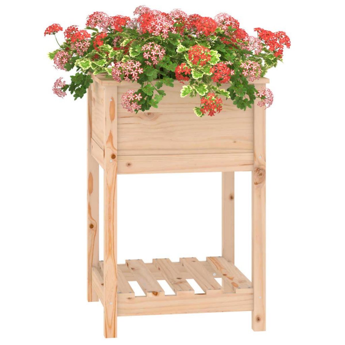 VIDAXL Jardiniere avec etagere 54x54x81 cm Bois massif de pin