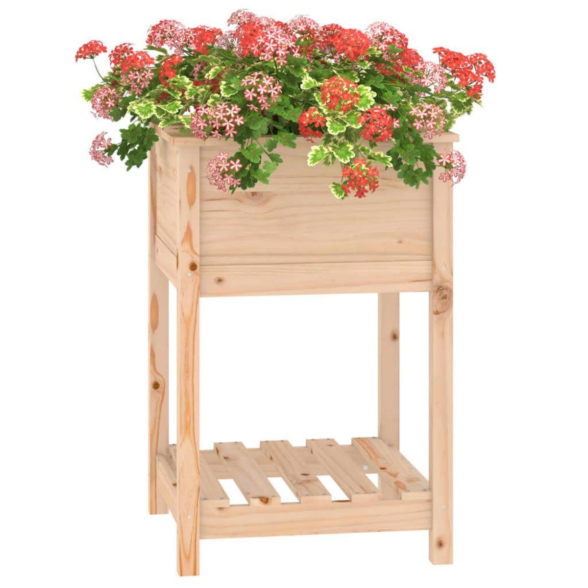 VIDAXL Jardiniere avec etagere 54x54x81 cm Bois massif de pin