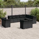 VIDAXL Salon de jardin 12 pcs avec coussins noir resine tressee