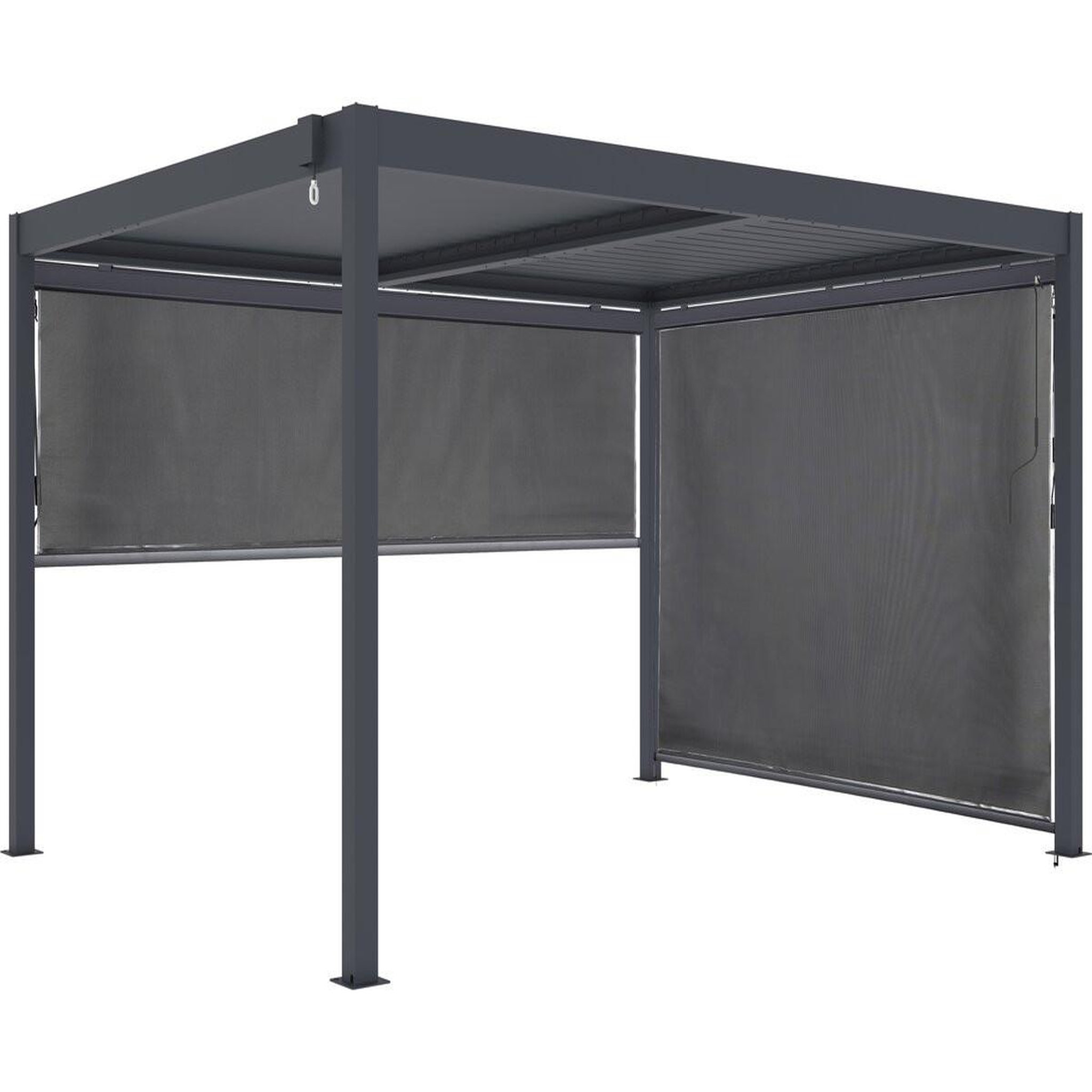 Habitat et Jardin Pergola bioclimatique avec 2 stores en aluminium  windsor  - 3 x 4 m - gris