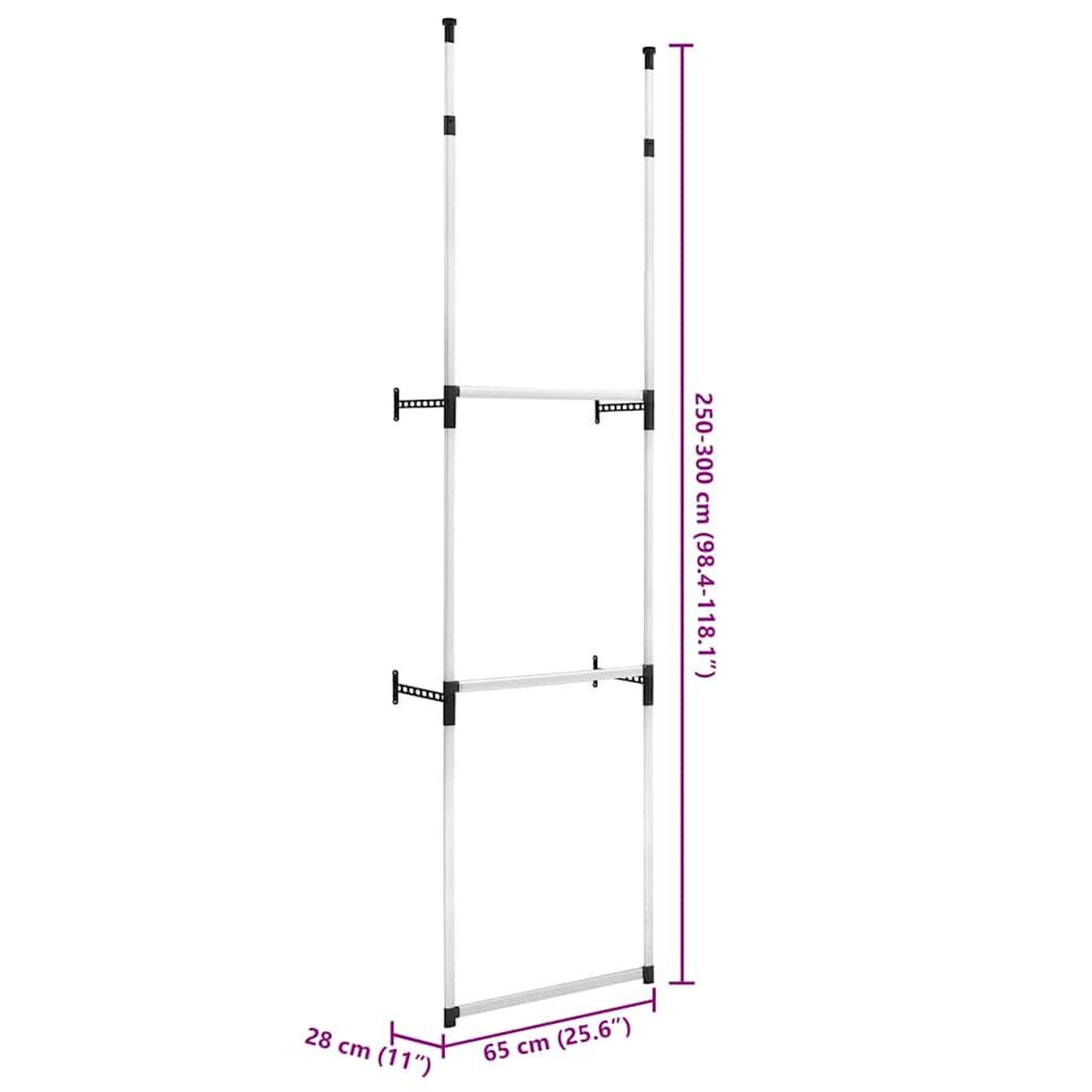 Voir la diapositive 6 : VIDAXL Systeme de garde-robe telescopique avec barres aluminium