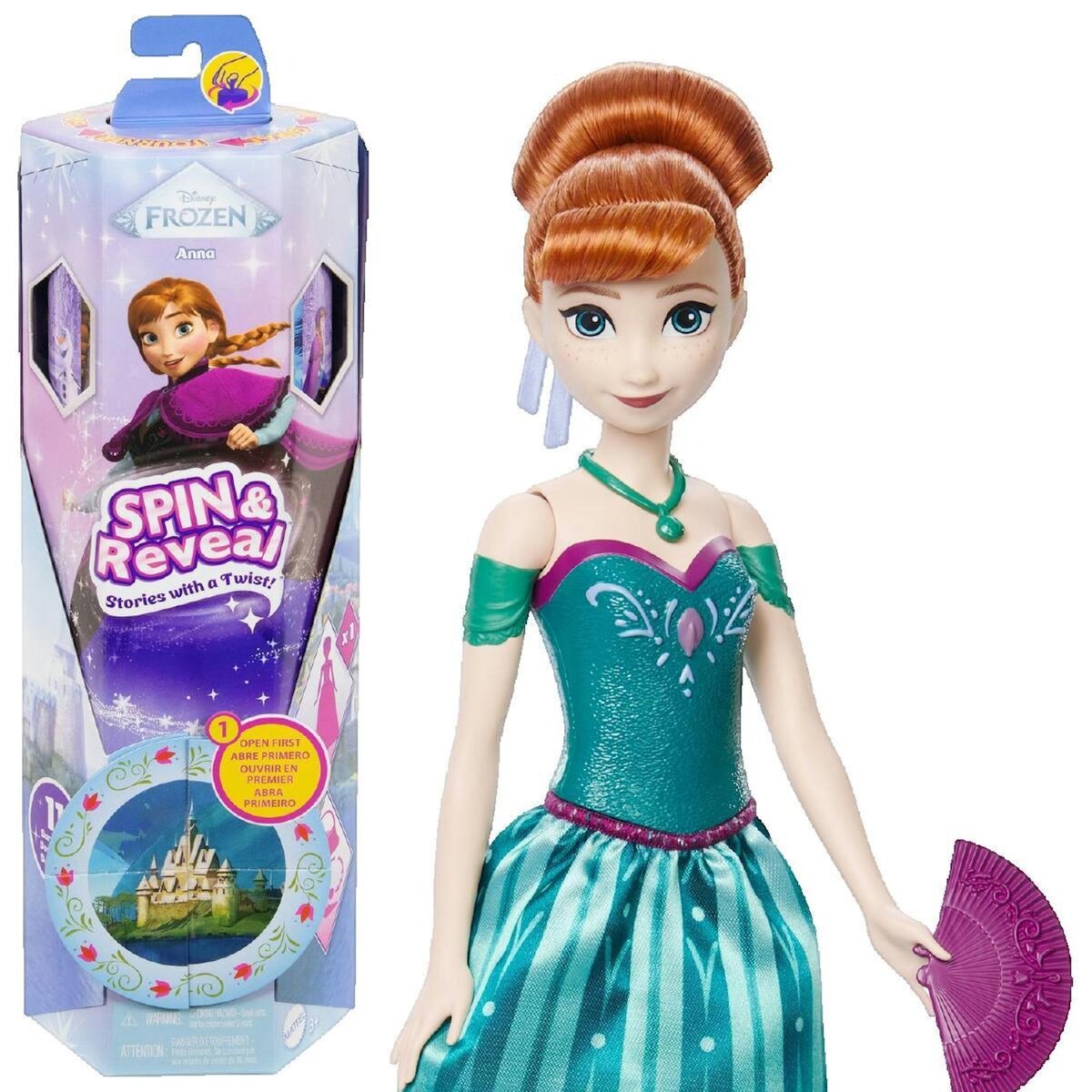 MATTEL Poupée Mattel Disney Frozen Spin & Reveal Anna turquoise