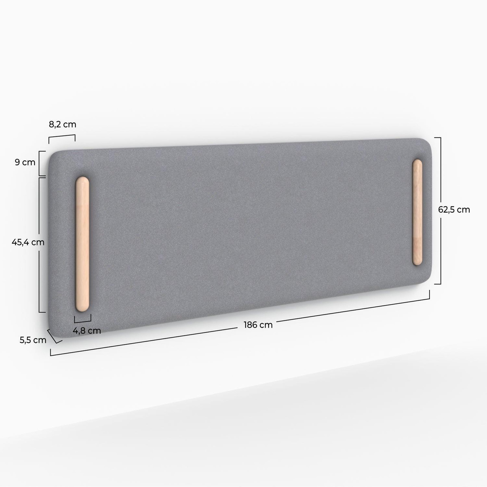 Voir la diapositive 4 : MAISON PAVANE Tête de lit en tissu gris 160 cm-Katia