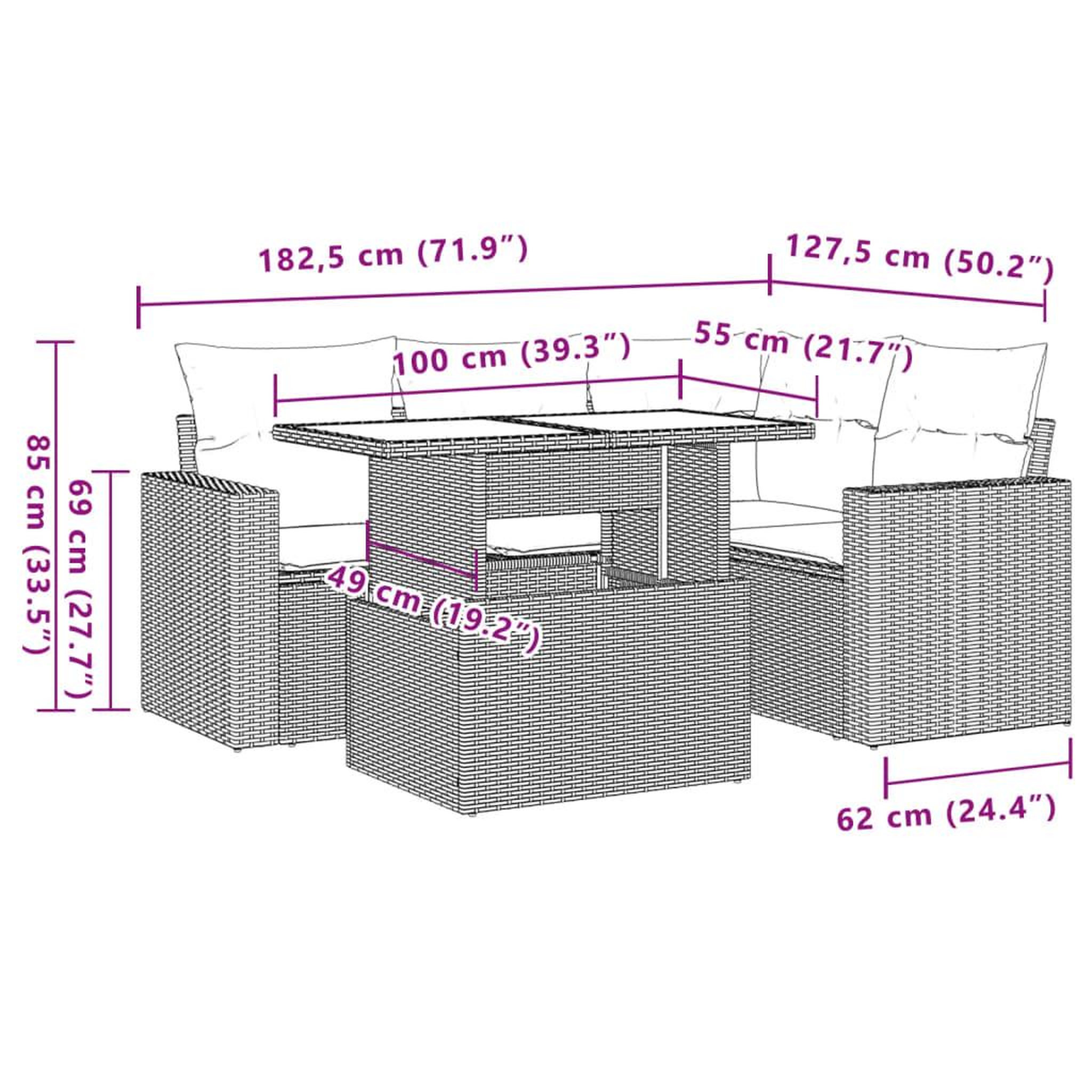 Voir la diapositive 6 : VIDAXL Salon de jardin avec coussins 5 pcs marron resine tressee