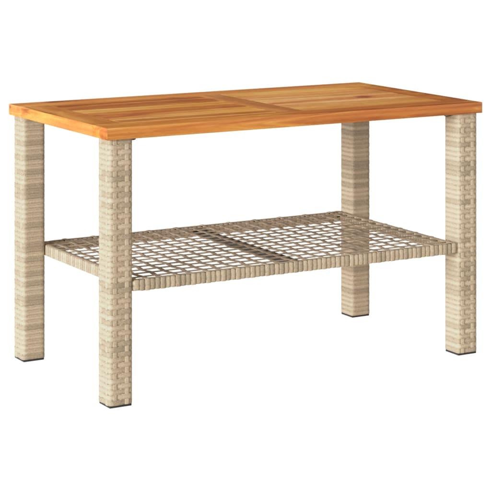 Voir la diapositive 2 : VIDAXL Table de jardin beige 70x38x42 cm resine tressee et bois acacia