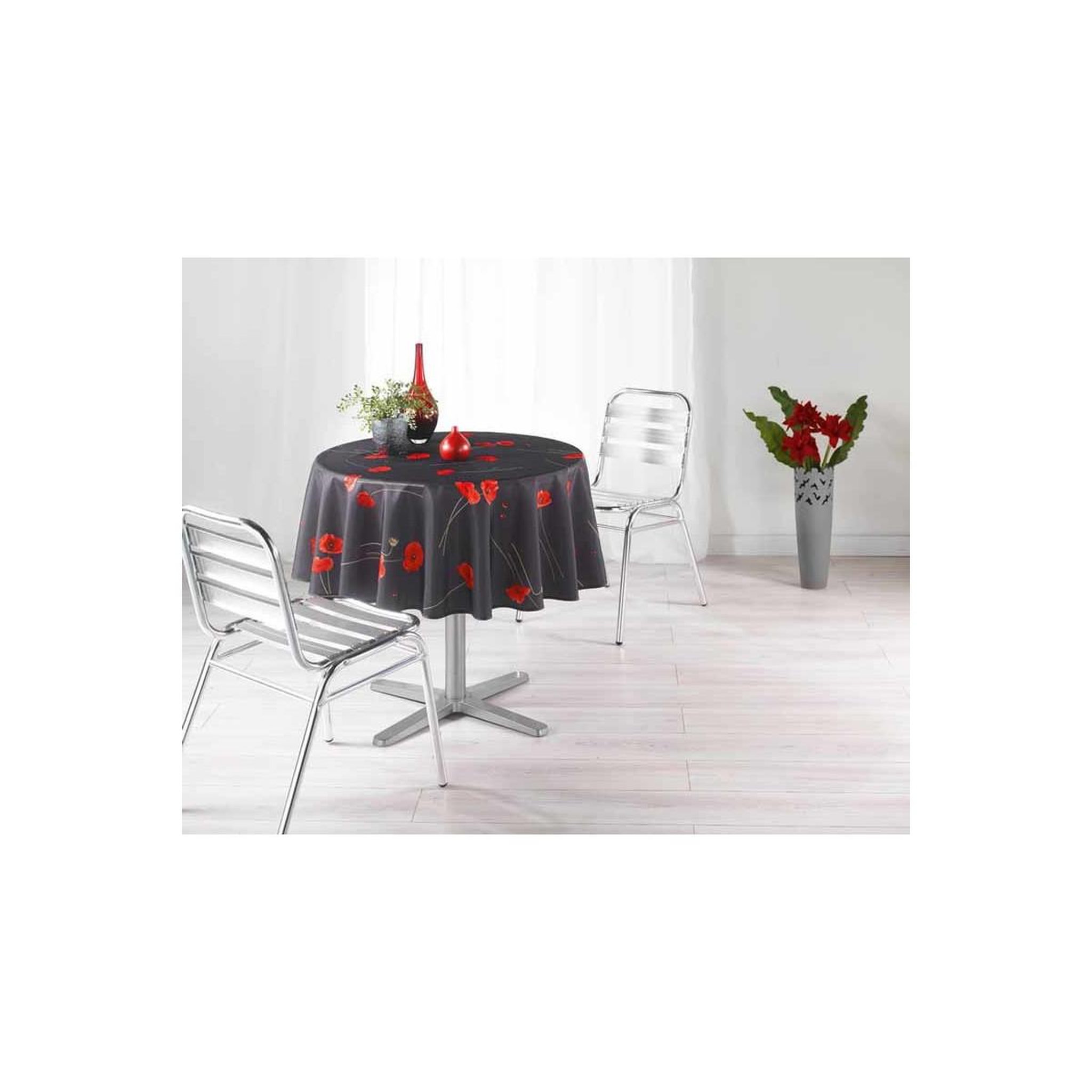 Voir la diapositive 2 : Douceur d'Intérieur Nappe Polyester 180cm Amapola Anthracite